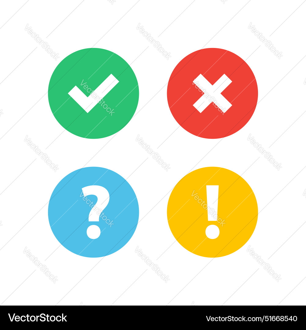Tick cross icon button set check mark icons Tick cross icon button set check mark icons vector image