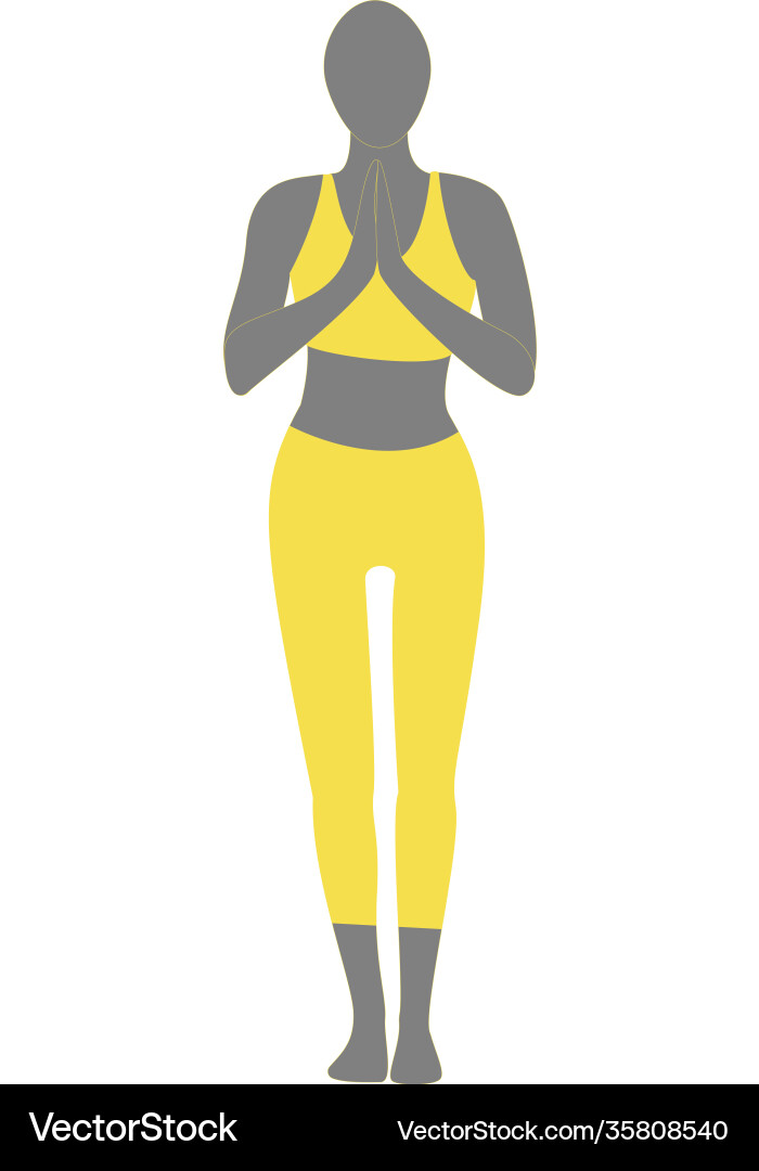 Woman in tadasana samasthiti yoga posture Woman in tadasana samasthiti yoga posture vector image