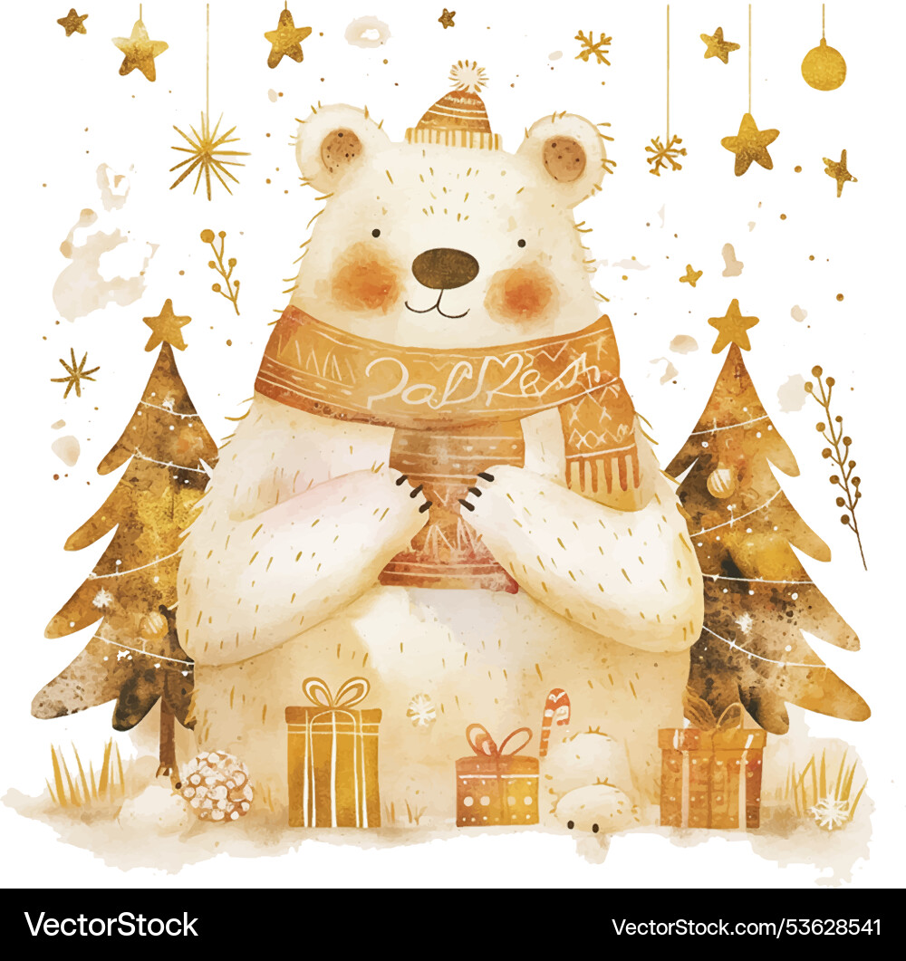 A bear is sitting on white background A bear is sitting on white background vector image