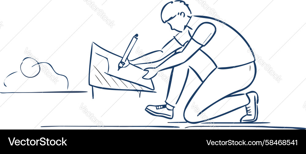 Architect Creating Blueprint Vector Image