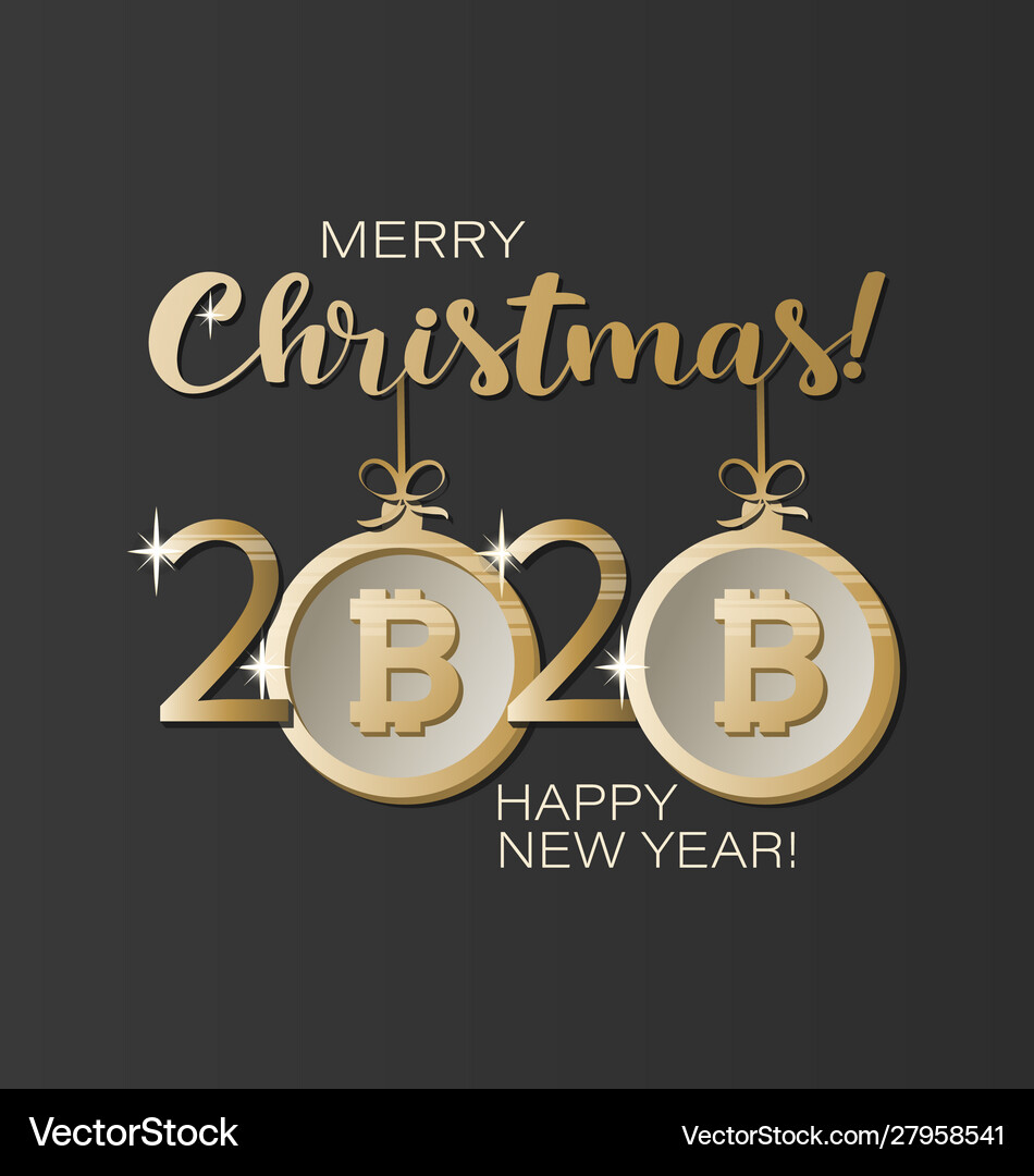 Bitcoin christmas greetings 2020 with new year – Royalty-Free Vector |  VectorStock