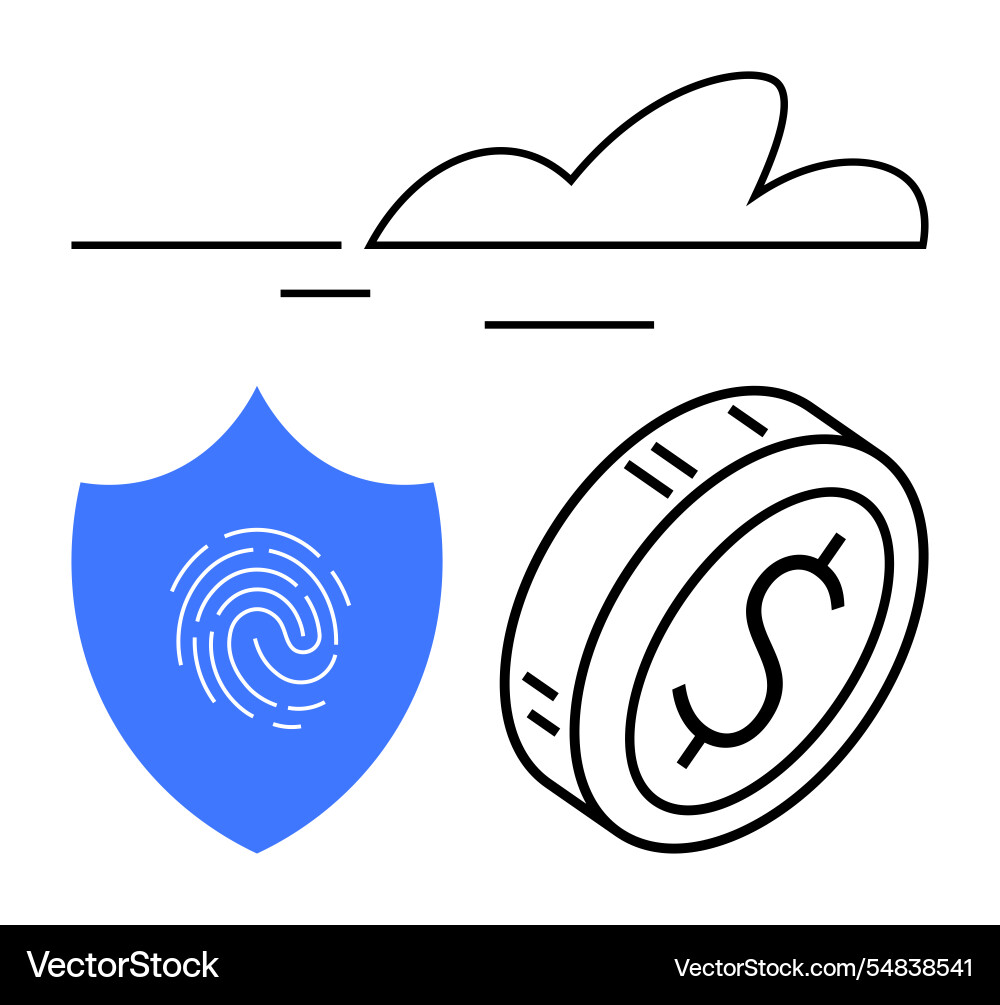 Cloud innovation with data security symbol Cloud innovation with data security symbol vector image