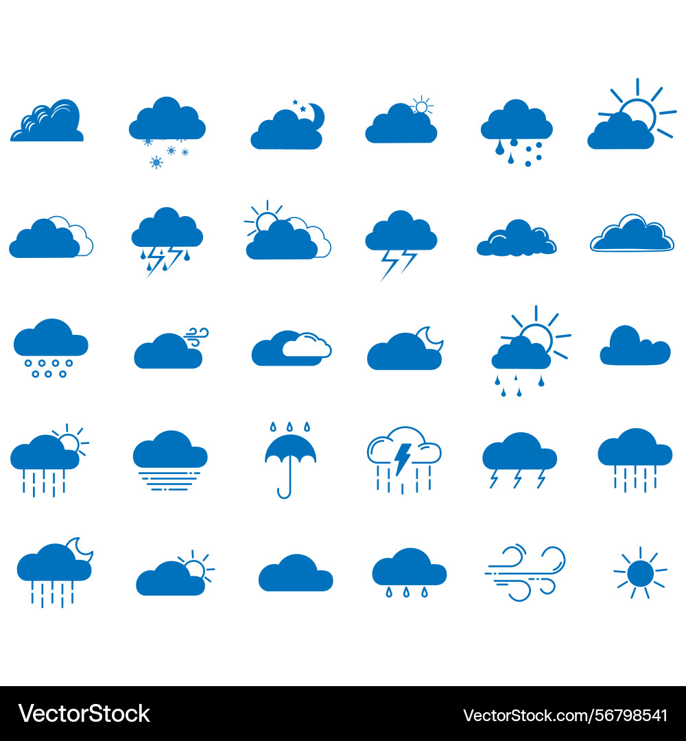 Clouds icons set of in different form Vector Image