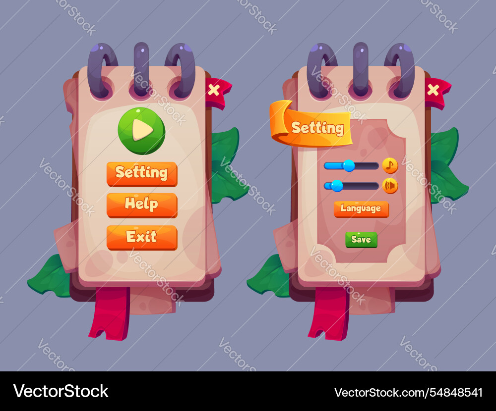 Game interface menu design Game interface menu design vector image