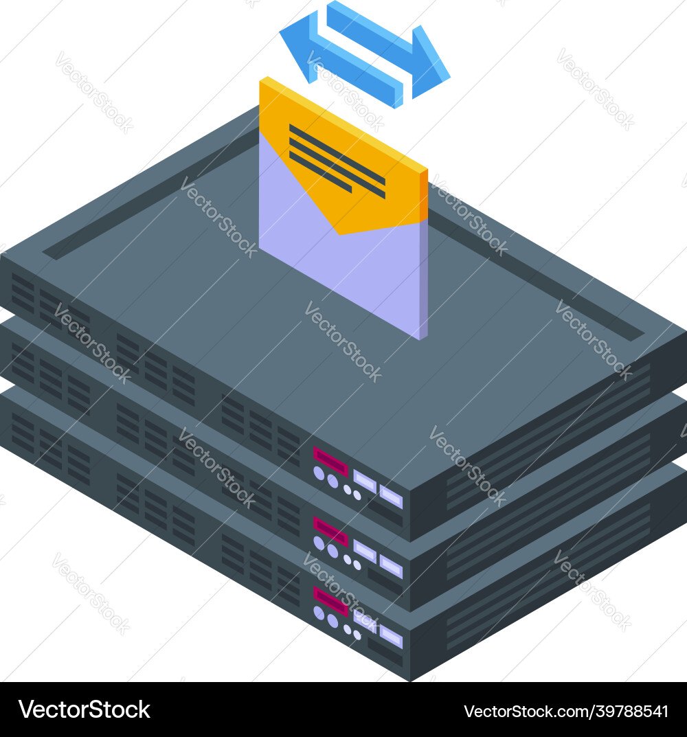 Mail server icon isometric data Mail server icon isometric data vector image