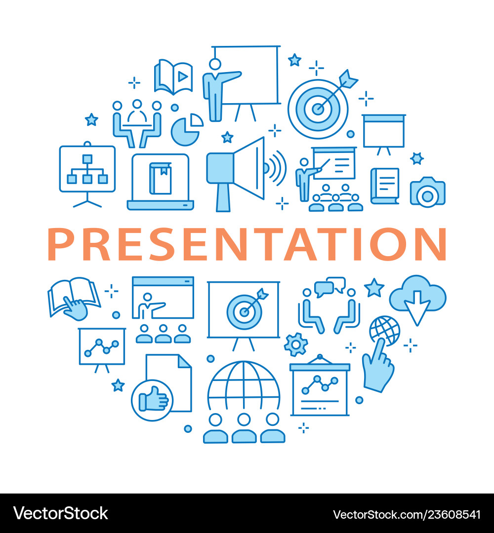 Presentation outline icons set for interface Presentation outline icons set for interface vector image