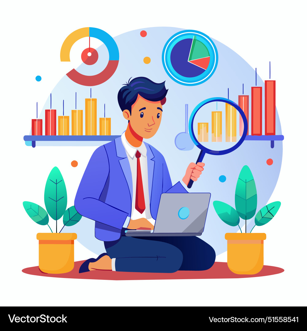 Technical analysis trader to analyze stock market Technical analysis trader to analyze stock market vector image
