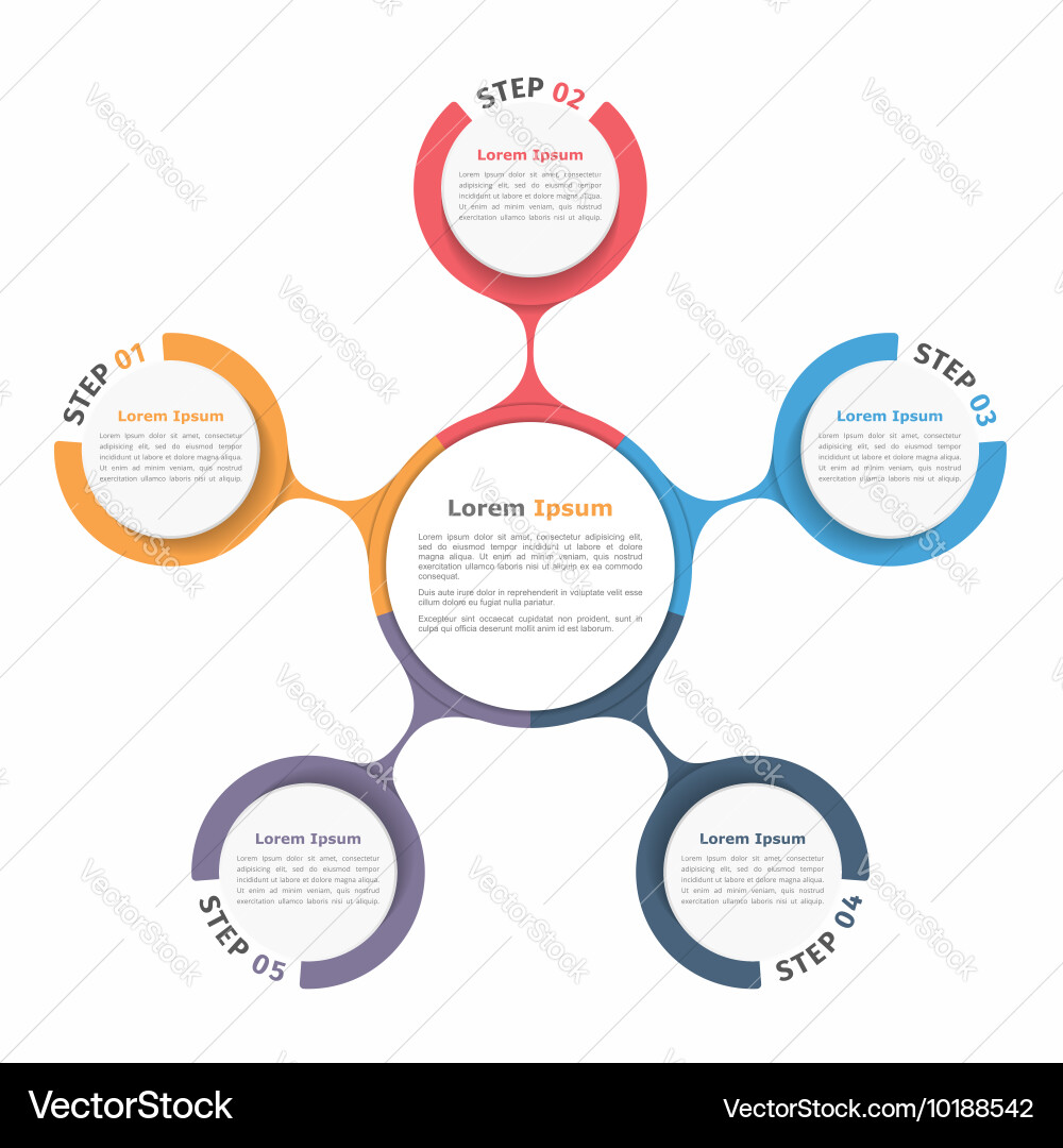Circle diagram five elements Royalty Free Vector Image