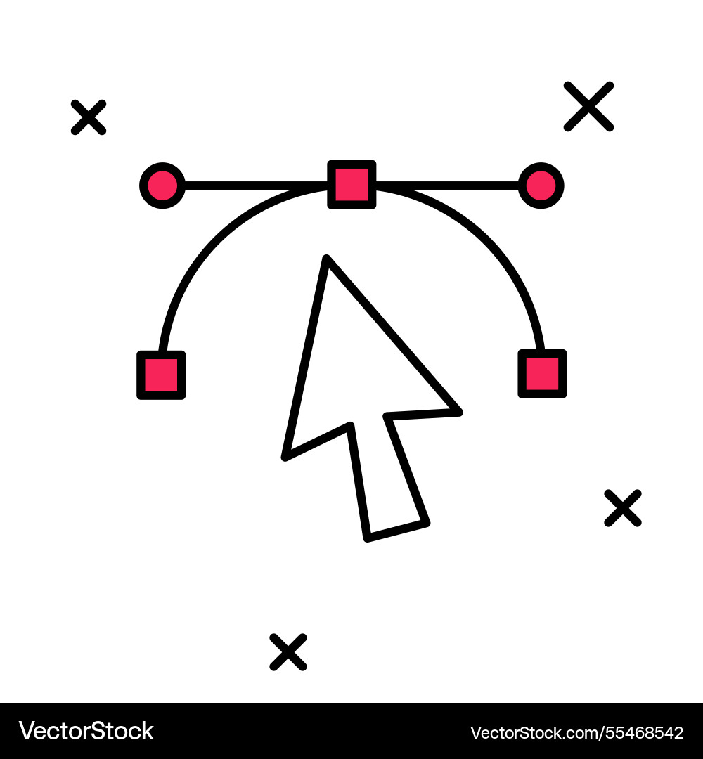 Filled outline bezier curve icon isolated Filled outline bezier curve icon isolated vector image