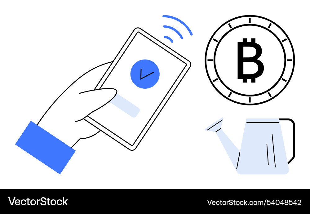 Mobile payment system for bitcoin transactions Mobile payment system for bitcoin transactions vector image