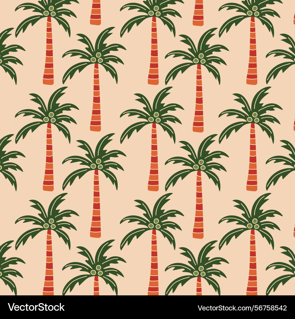 Seamless pattern with palm tree in retro style Seamless pattern with palm tree in retro style vector image