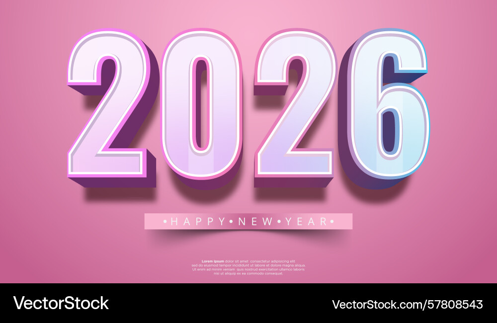 3d numbers 2026 with gradient fill and shadow Vector Image