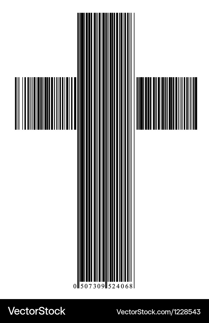 Bar code in a cross Vector Image