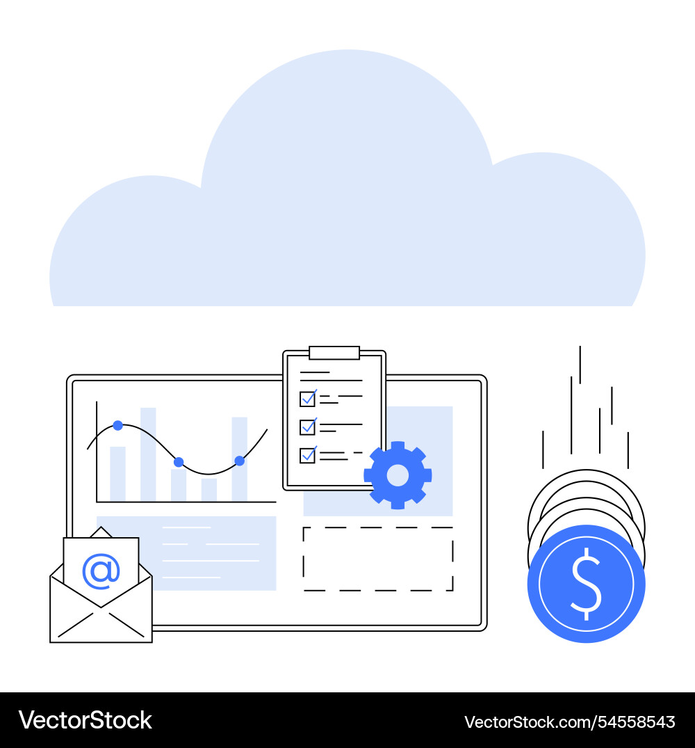 Cloud computing and financial management with data Vector Image