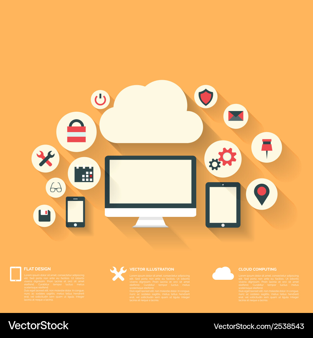Flat abstract background with web icons interface Vector Image