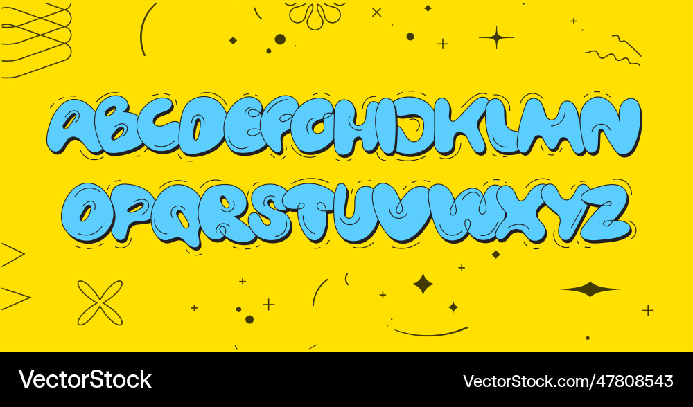 Graffiti bubble aesthetic alphabet y2k Graffiti bubble aesthetic alphabet y2k vector image