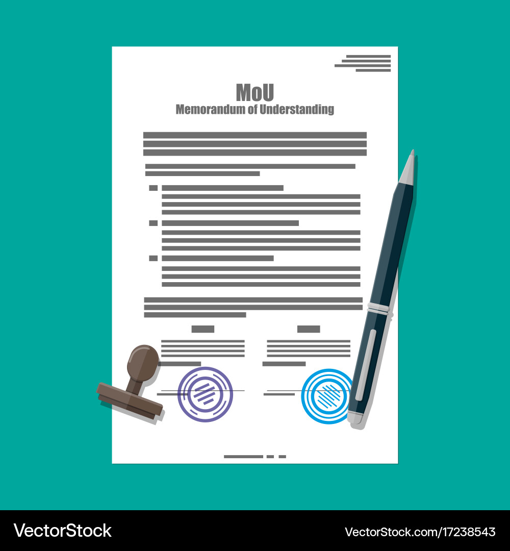 Memorandum of understanding document vector image