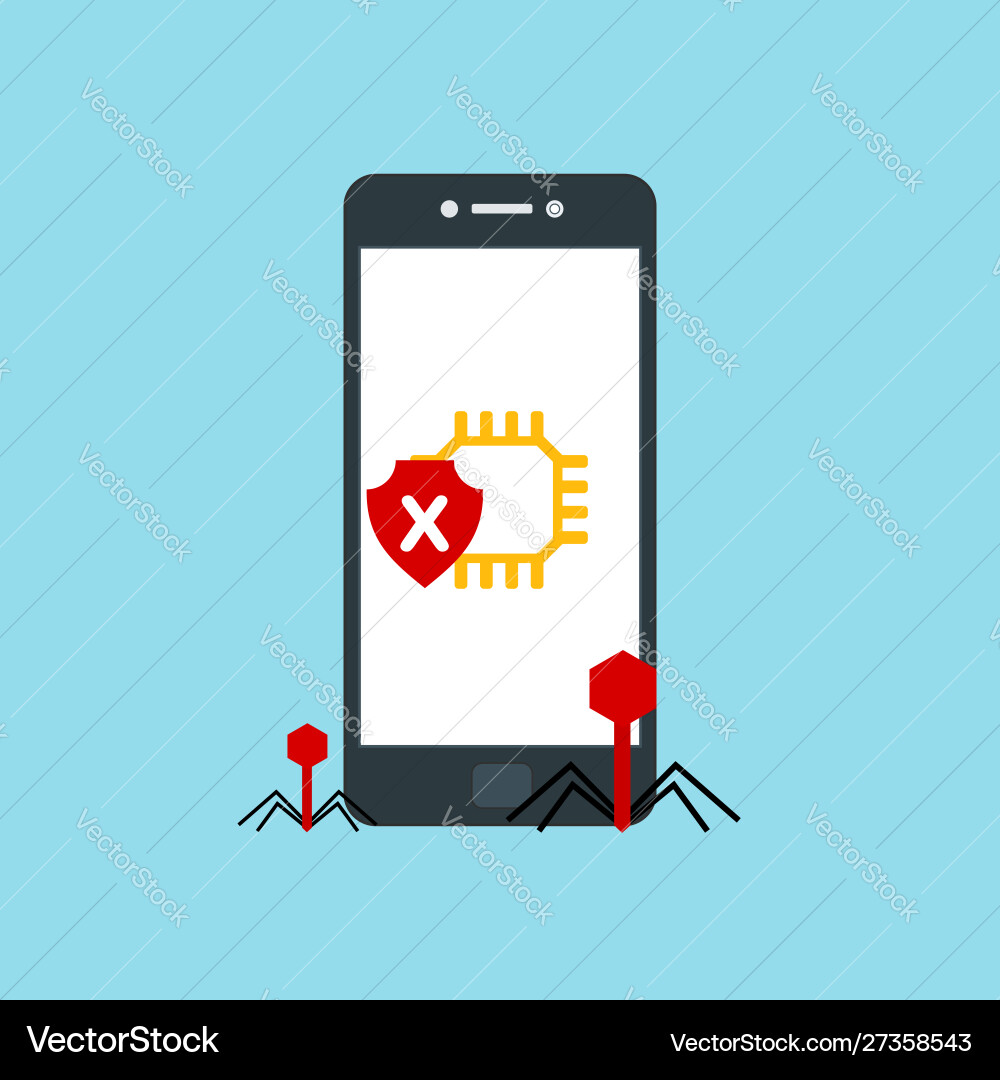 Smartphone virus malware trojan notification vector image