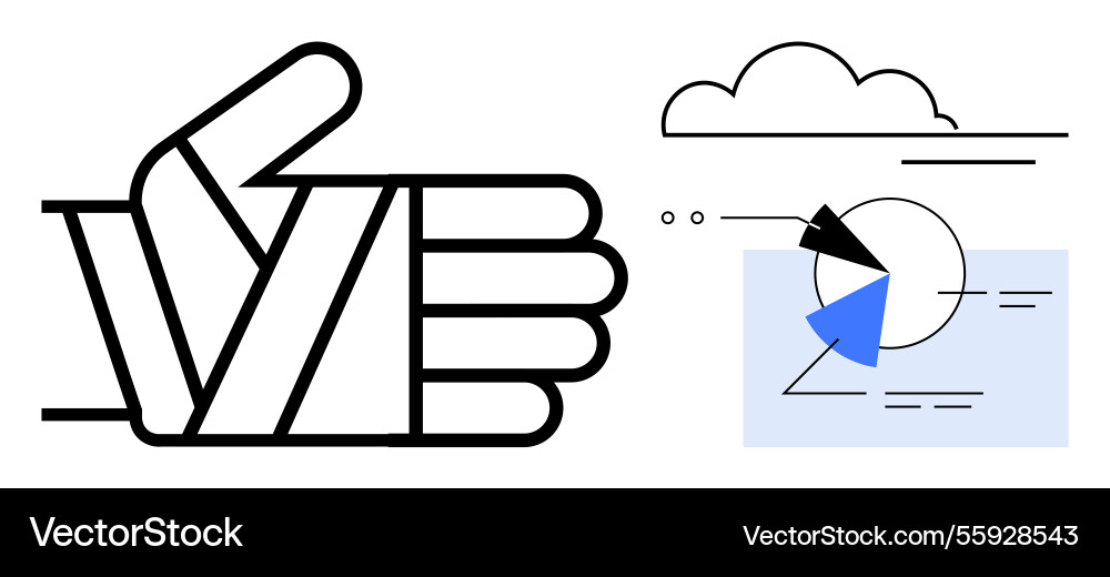 Thumbs-up gesture with data visualization elements Thumbs-up gesture with data visualization elements vector image