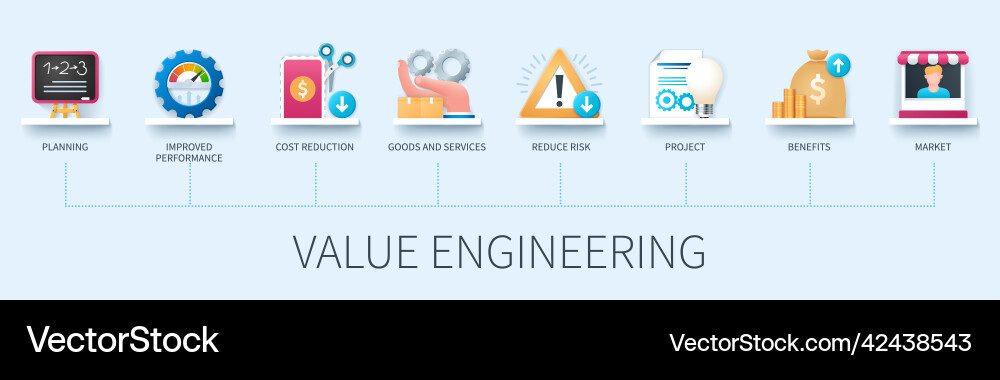 Value engineering web infographics in 3d style Vector Image