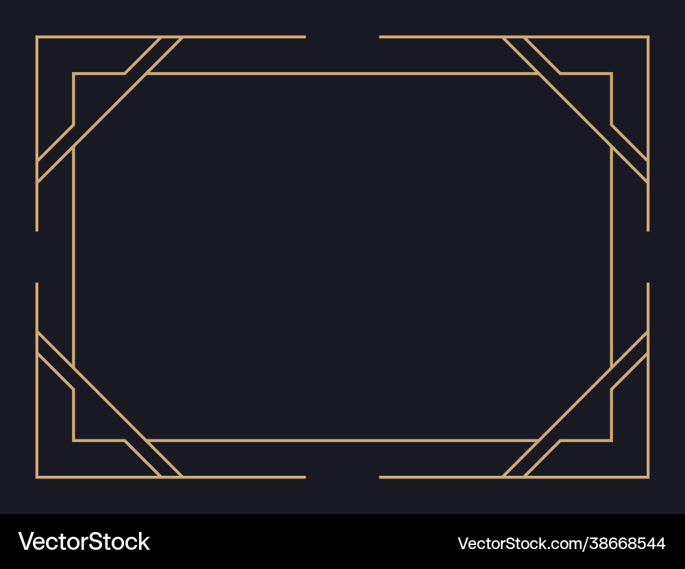 Art deco frame vintage linear border design vector image