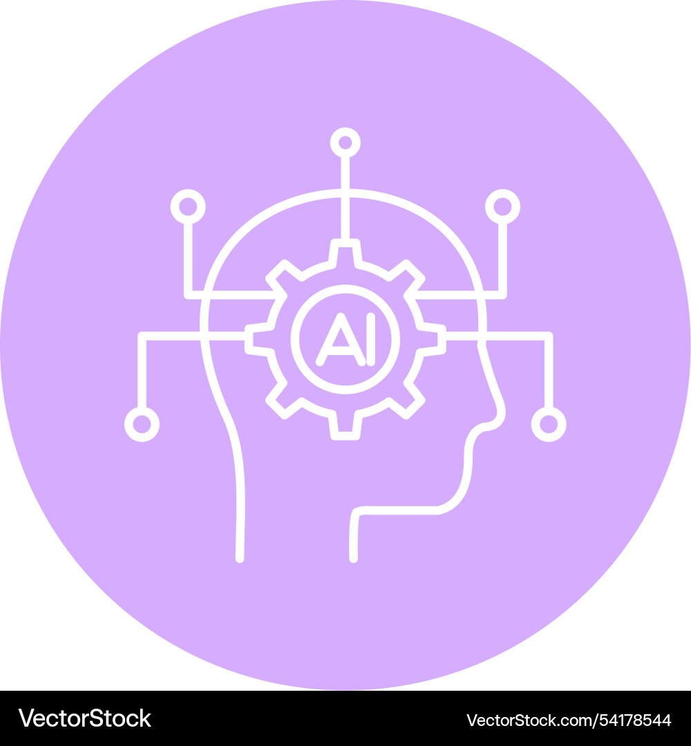 Artificial intelligence line circle icon Vector Image