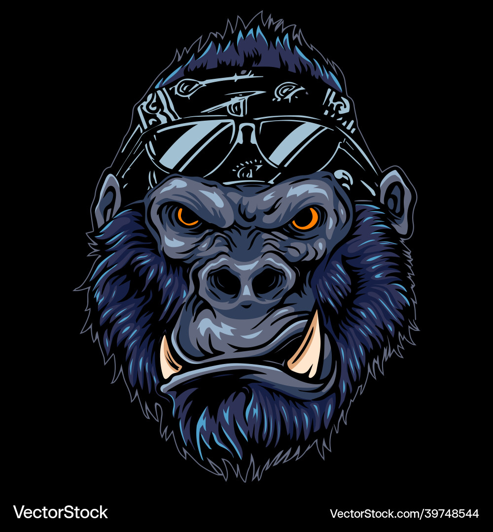 Cartoon wütend Gorilla Kopf tragen Sonnenbrille Cartoon wütend Gorilla Kopf tragen Sonnenbrille vektorbild