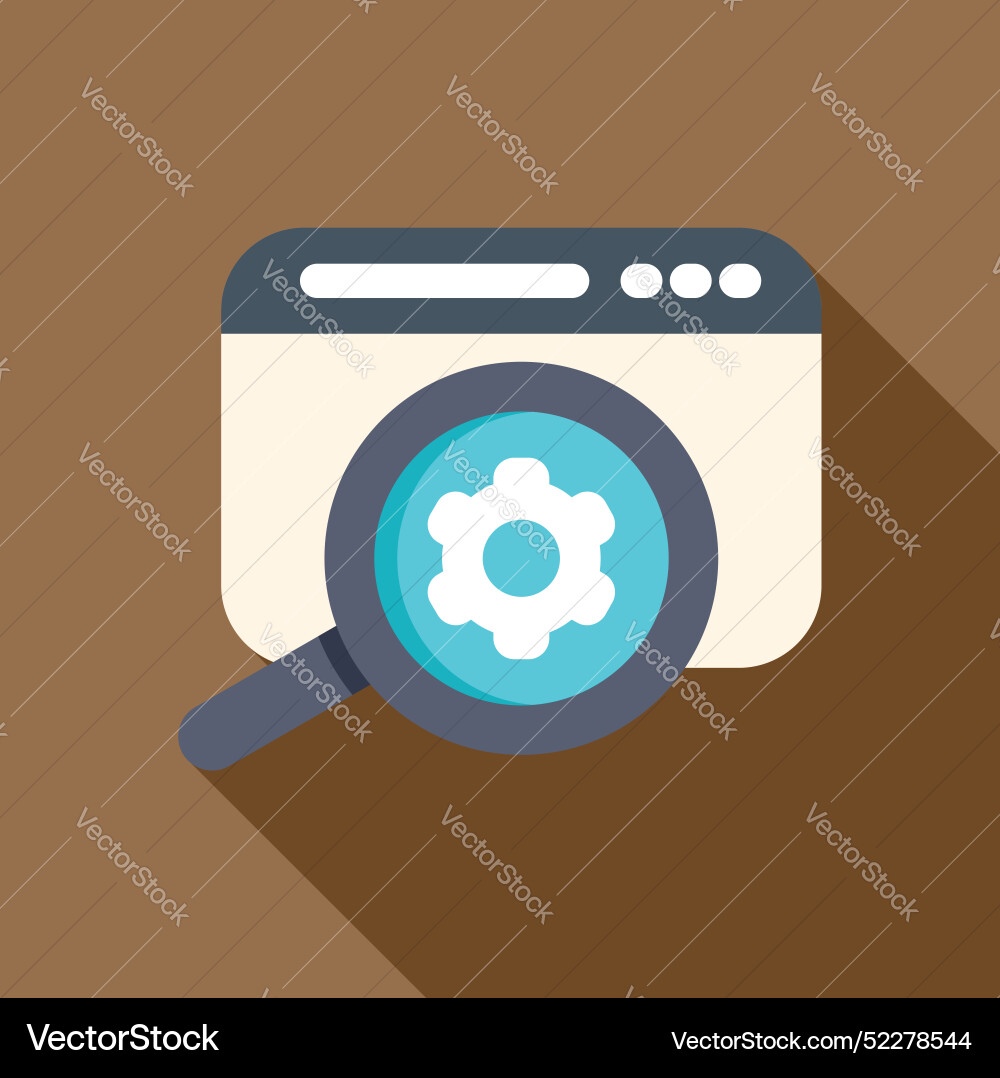 Magnifying glass analyzing website setting Magnifying glass analyzing website setting vector image