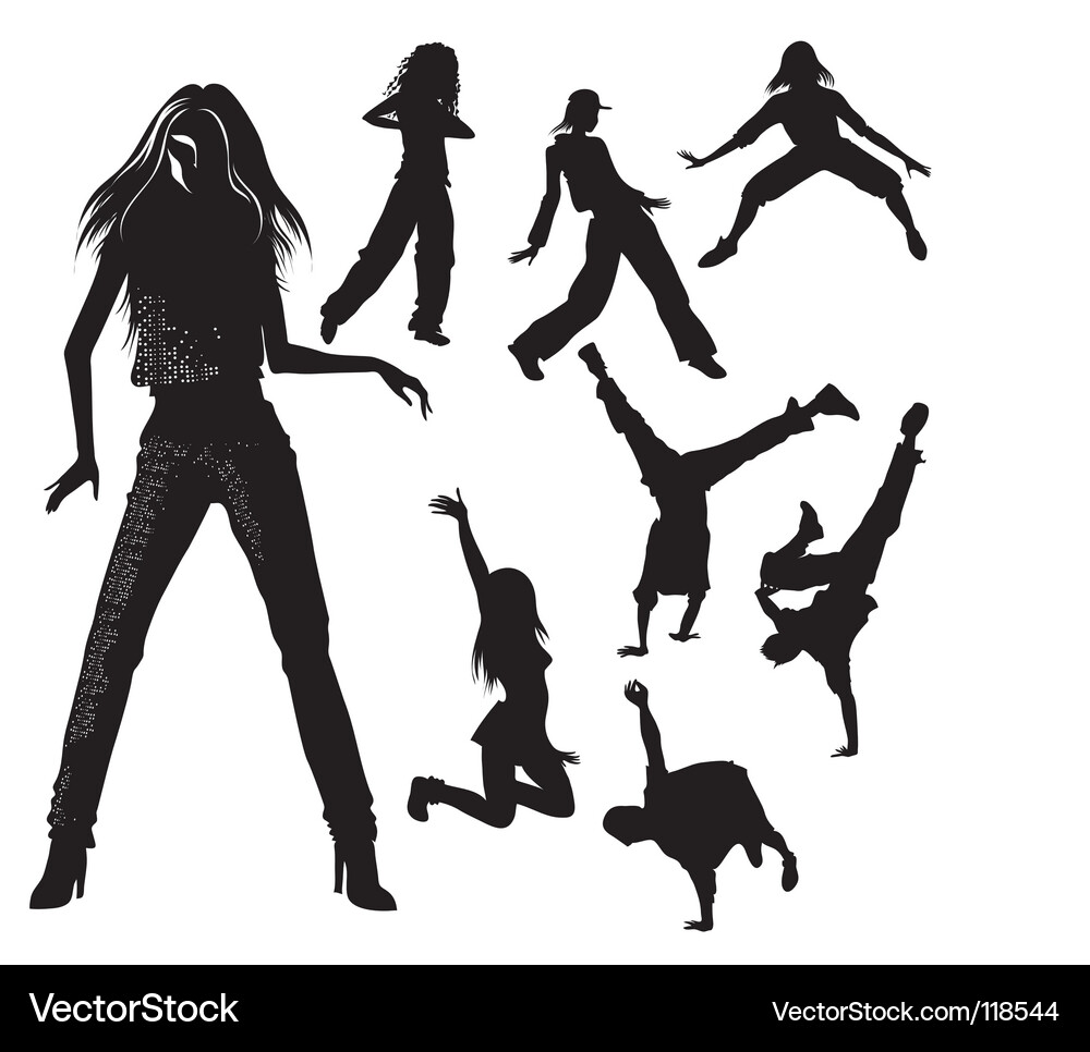 Silhouettes of Dancing People Vector Image