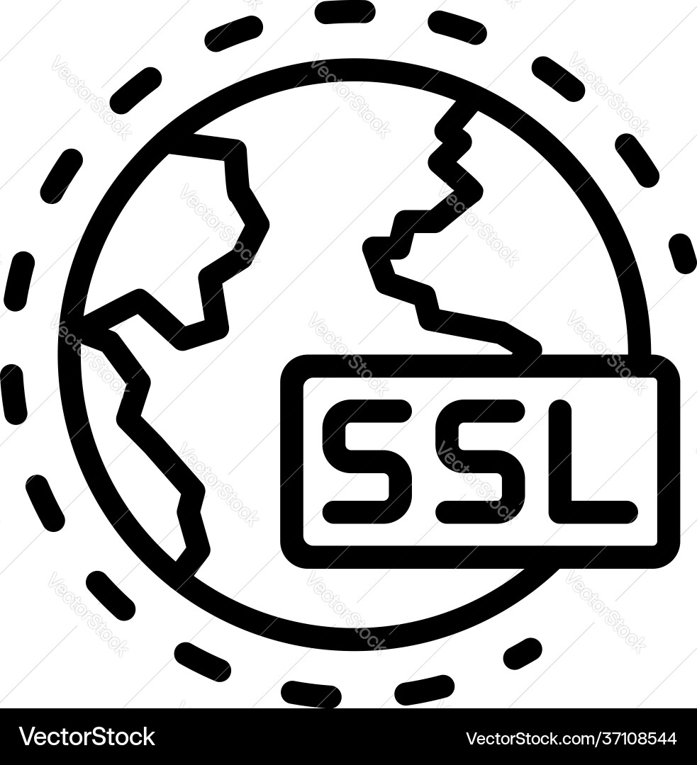 Ssl global system icon outline style Ssl global system icon outline style vector image