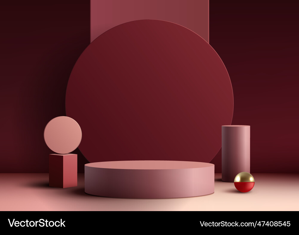 3d realistic empty red podium platform 3d realistic empty red podium platform vector image