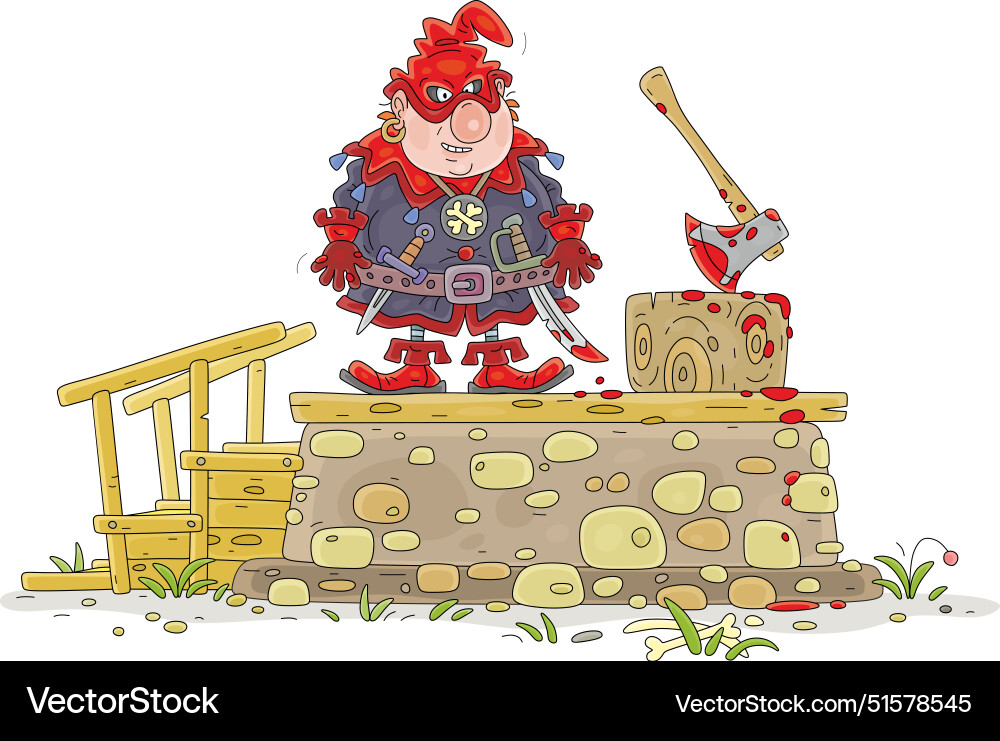 Angry executioner and an execution block Angry executioner and an execution block vector image