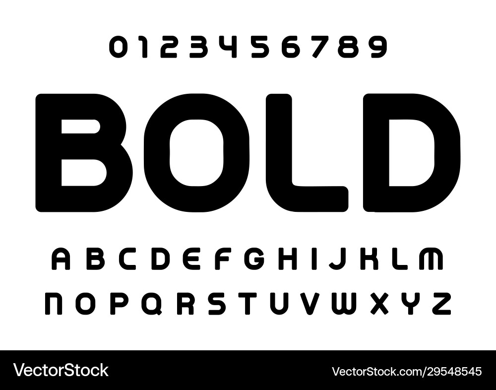 Bold letters and numbers set soft style alphabet Bold letters and numbers set soft style alphabet vector image