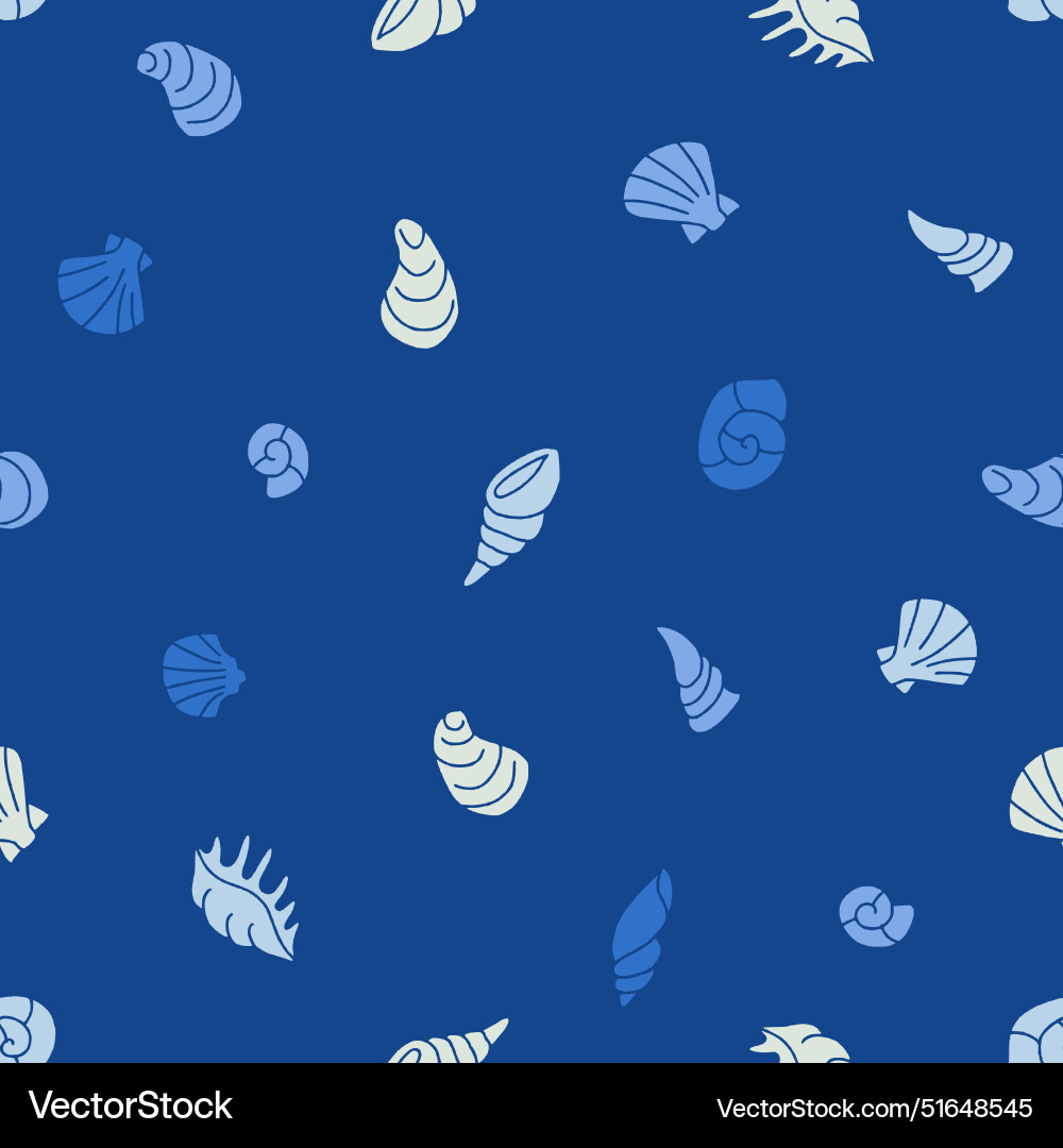 Bunch of seashell seamless pattern design Bunch of seashell seamless pattern design vector image