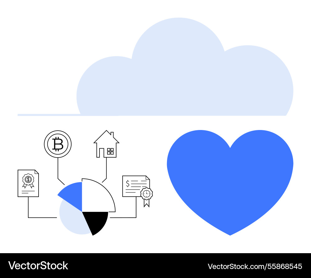 Concept of data integration in cloud with finance Concept of data integration in cloud with finance vector image