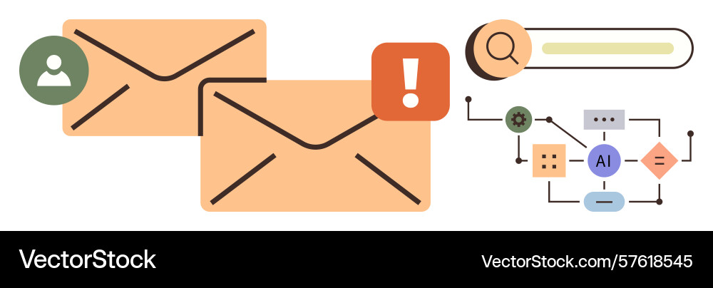 Email automation and ai assistance for efficient Email automation and ai assistance for efficient vector image