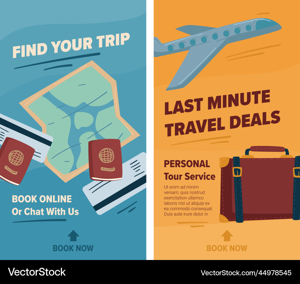 Find your trip last minute travel deals tours Find your trip last minute travel deals tours vector image