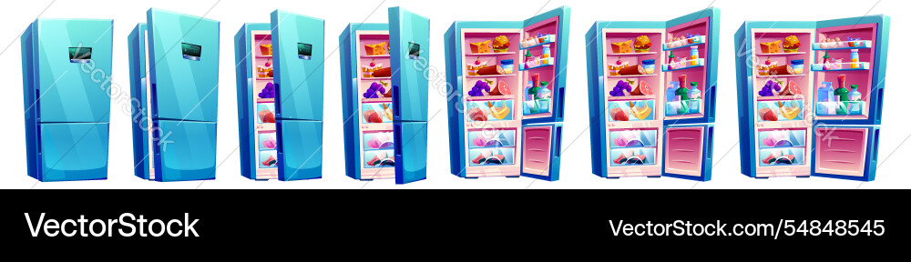 Fridge opening animation sequence Vector Image