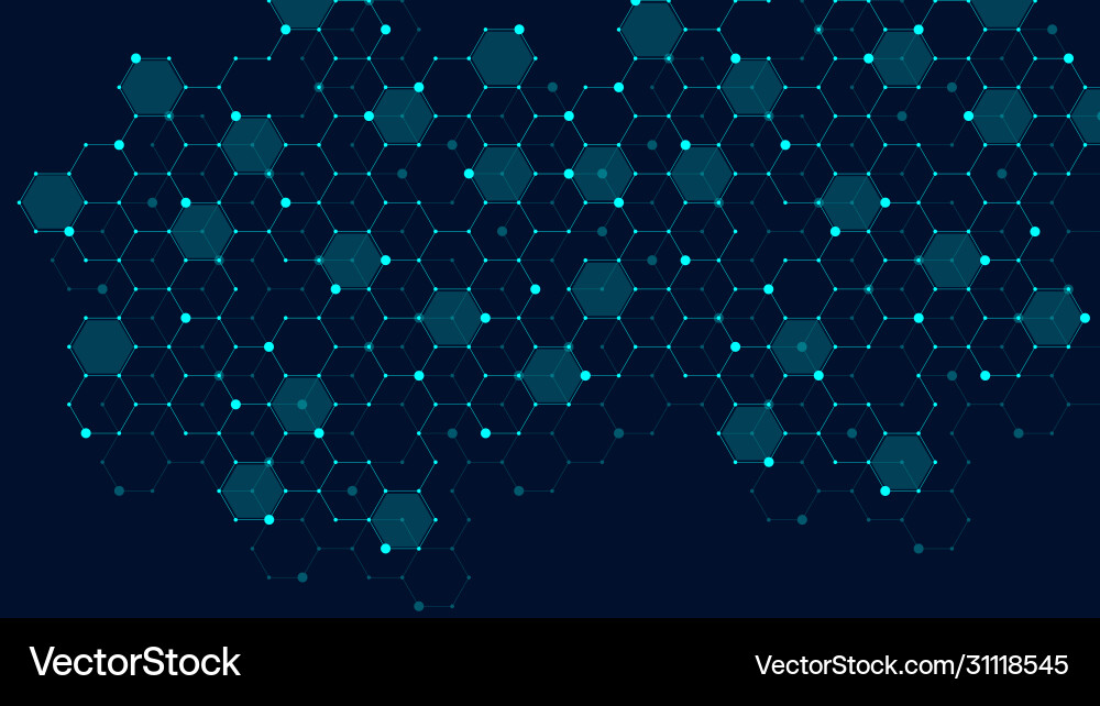 Hexagons abstract grid background with connected Hexagons abstract grid background with connected vector image
