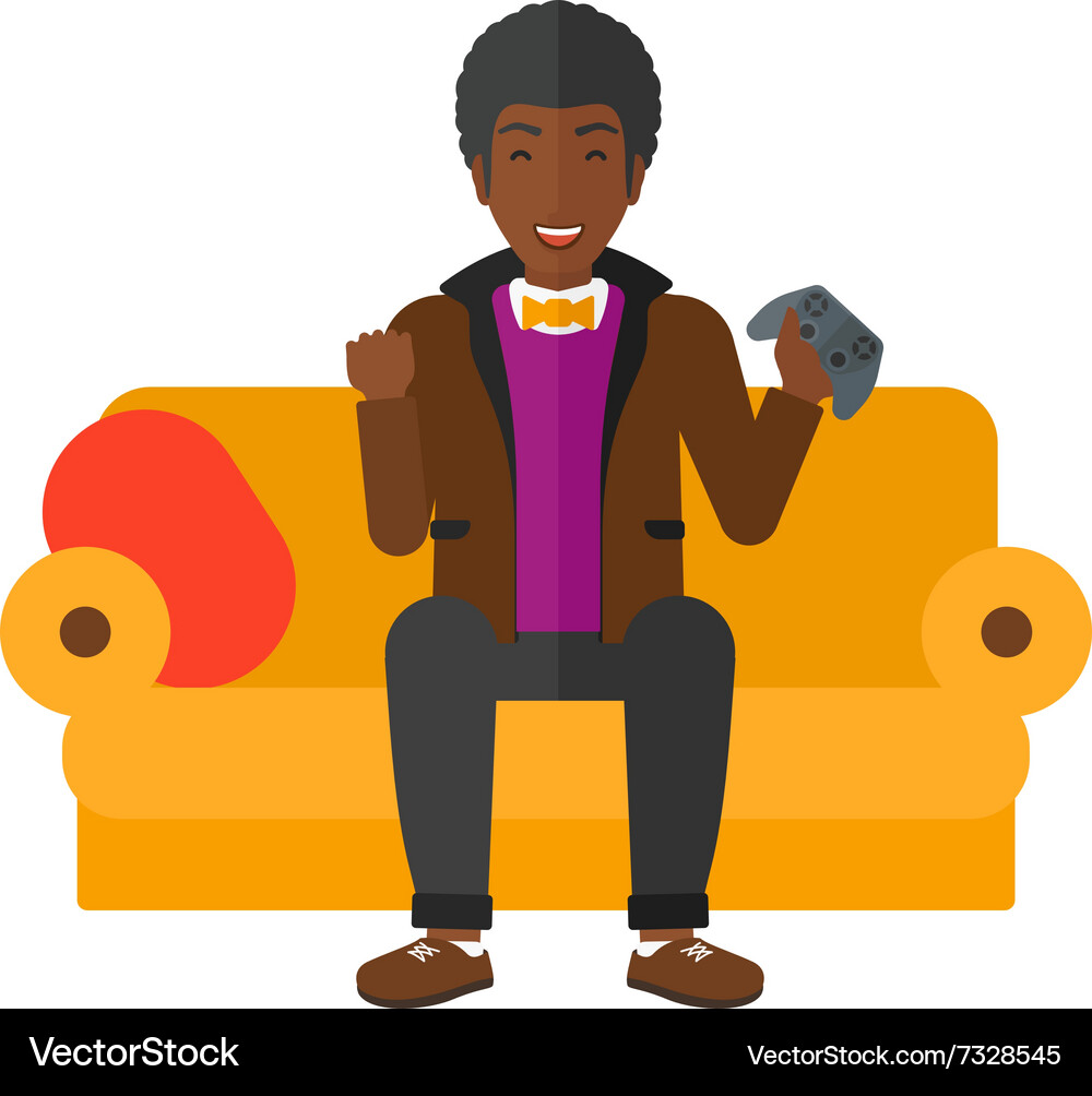 Man playing video game Vector Image