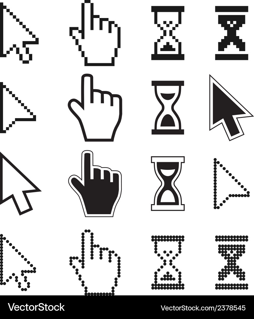 Pixel Cursor Icons - Arrows & Time Vector Image