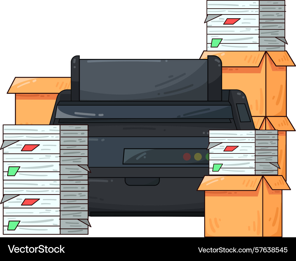 Printer with document stack Printer with document stack Vector Image
