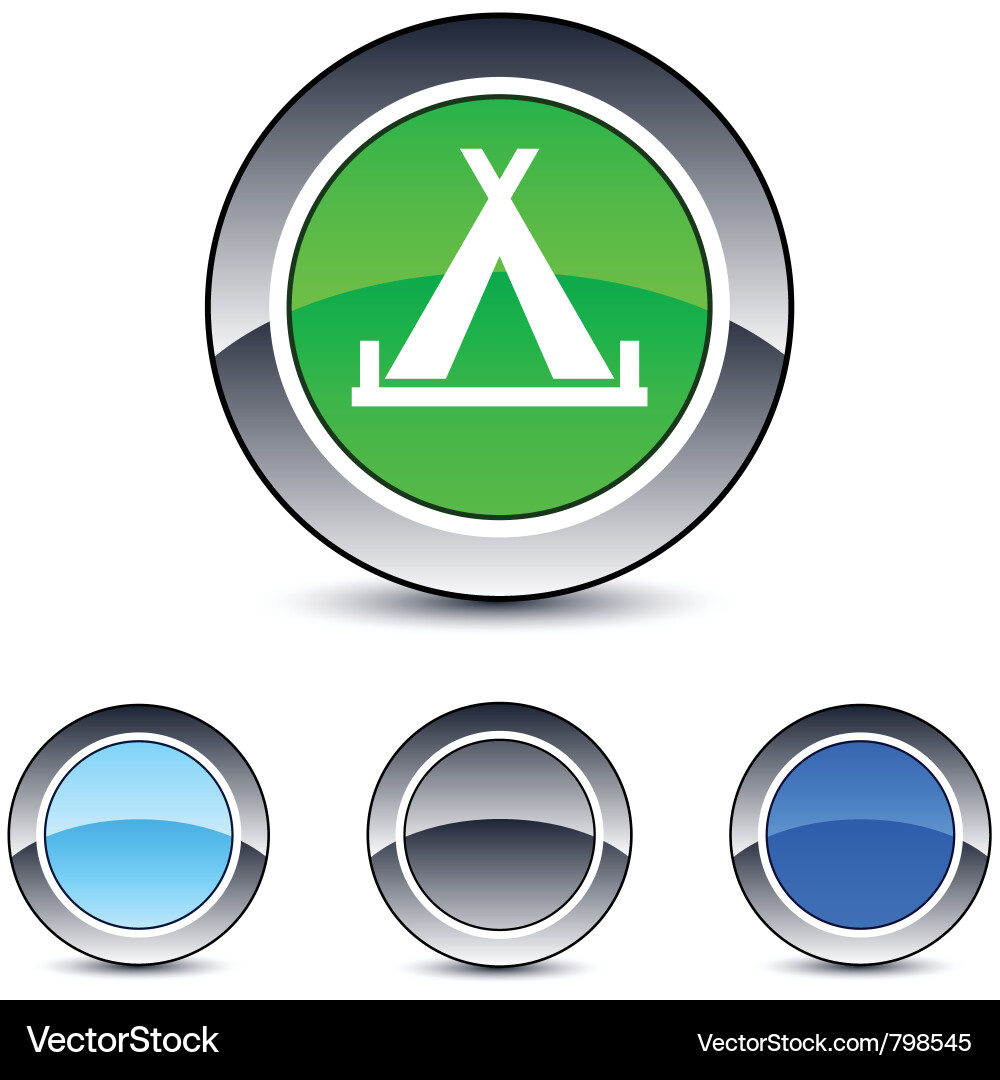 Tent round button Vector Image