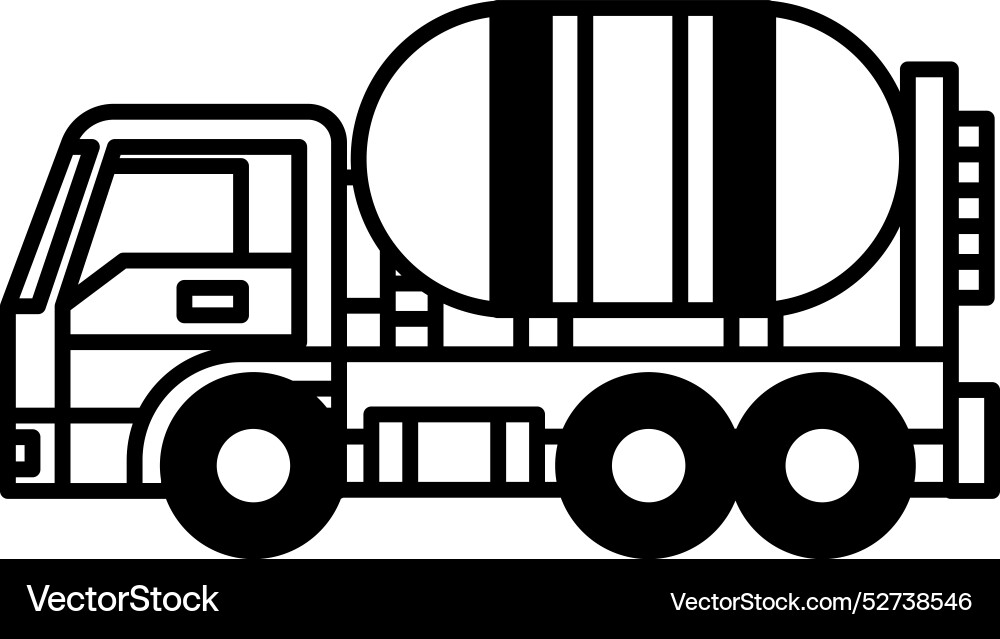 A black and white drawing of cement truck A black and white drawing of cement truck Vector Image