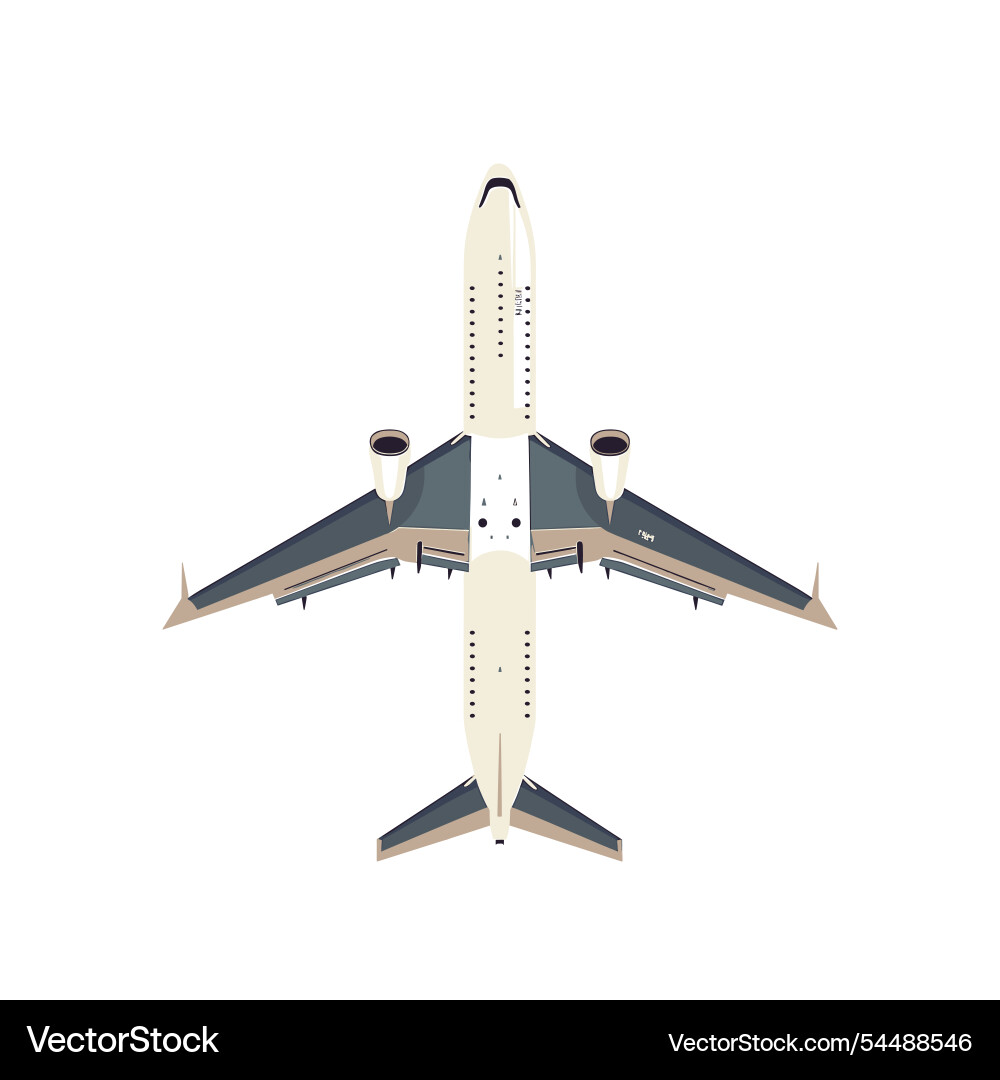 Airplane in a top view design showing sleek Vector Image