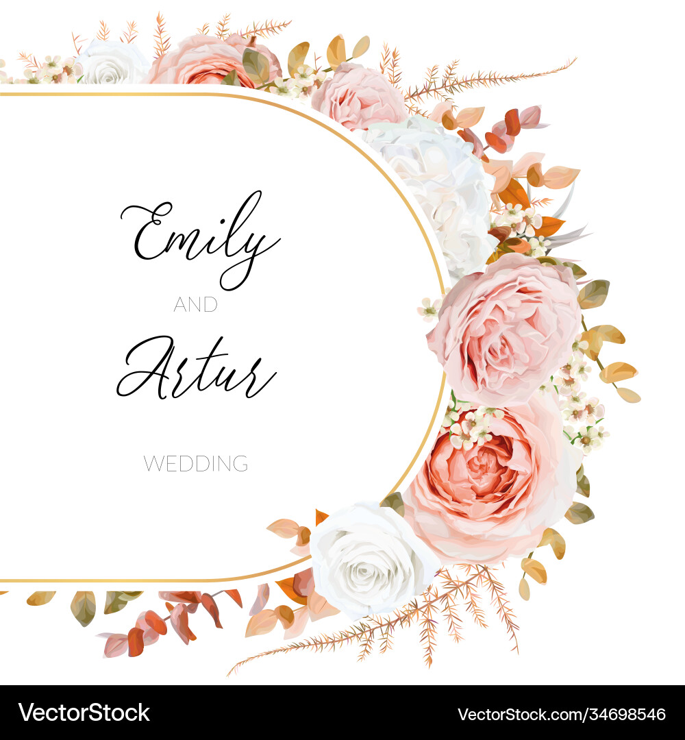 Autumn Floral Wedding Invitation Vector Image