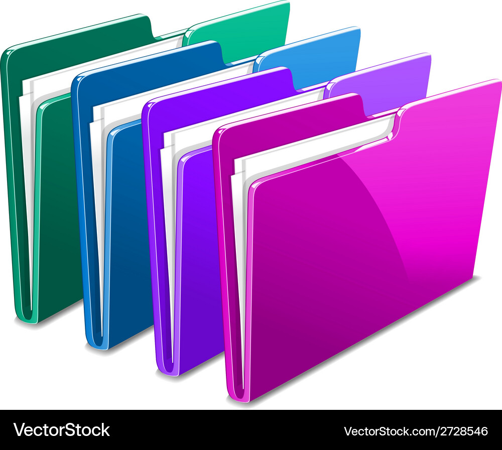 Business case color documents file folder manager Vector Image