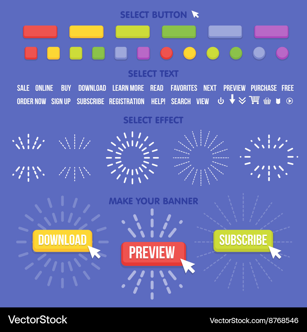 Buttons maker constructor create your banner vector image