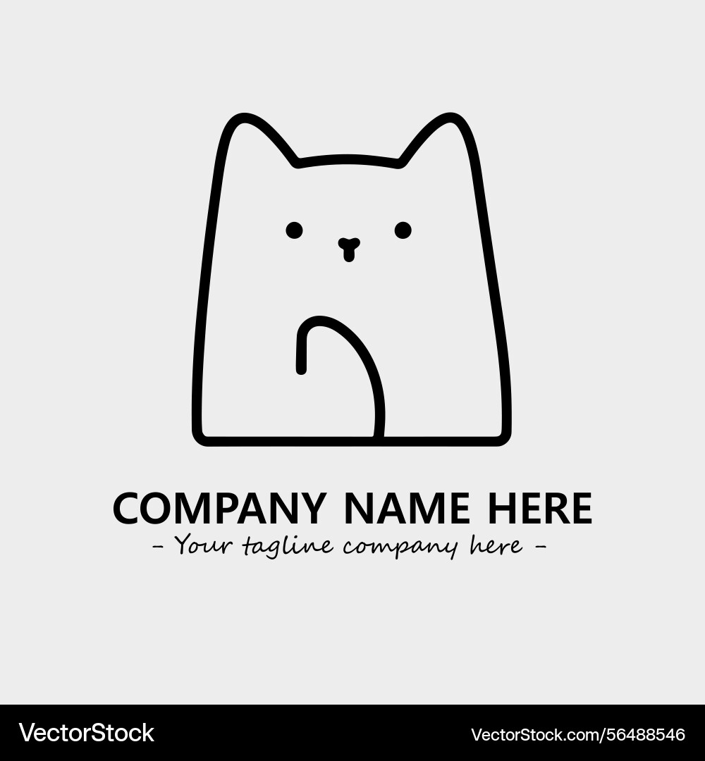 Cat character black and white for logo company Vector Image