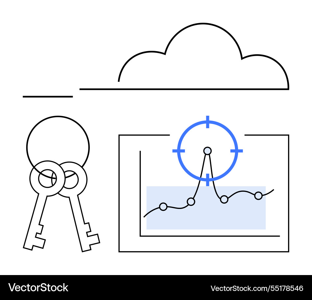 Cloud-Sicherheitsschlüssel mit einem Datenverfolgungsdiagramm Cloud-Sicherheitsschlüssel mit einem Datenverfolgungsdiagramm vektorbild